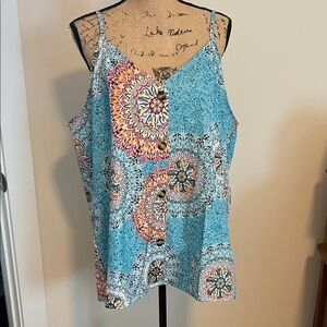 Boho Blue Mandala Tank Top | Size XXL